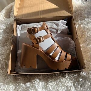 Brown Strappy Platform Sandals